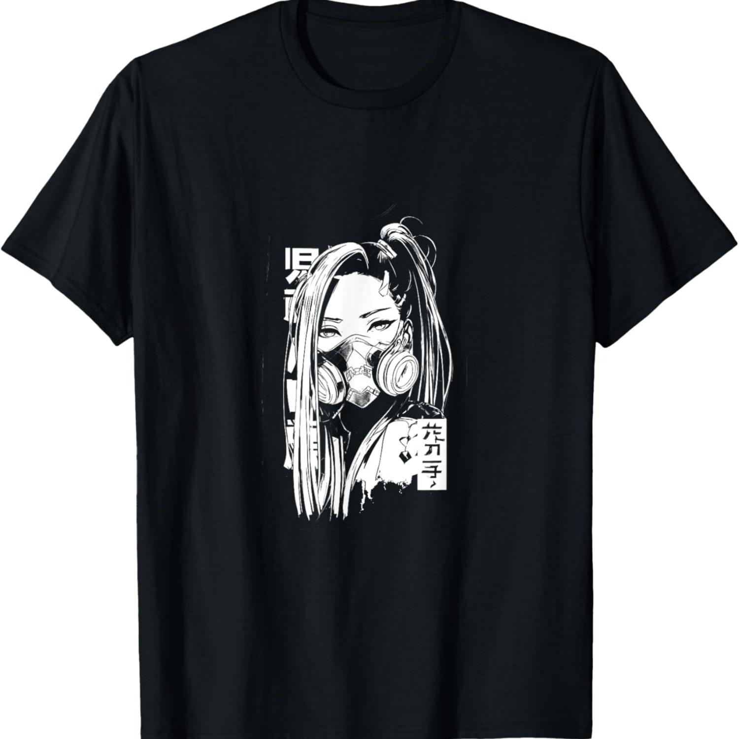

Cyberpunk Anime Girl II Black and White T-Shirt S чёрный