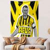 "Gelber Fußballspieler Grafikkunst" Gemustertes Wandteppich Heimdekoration, geeignet für Schlafzimmer und Wohnzimmer, Geschenk
