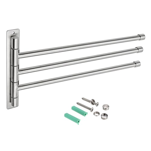 Sumnacon Towel Hanger, Swing Arm, Bathroom Towel Bar, Wall-Mounted, Space-Saving, Brushed Stainless Steel (M, Silver)