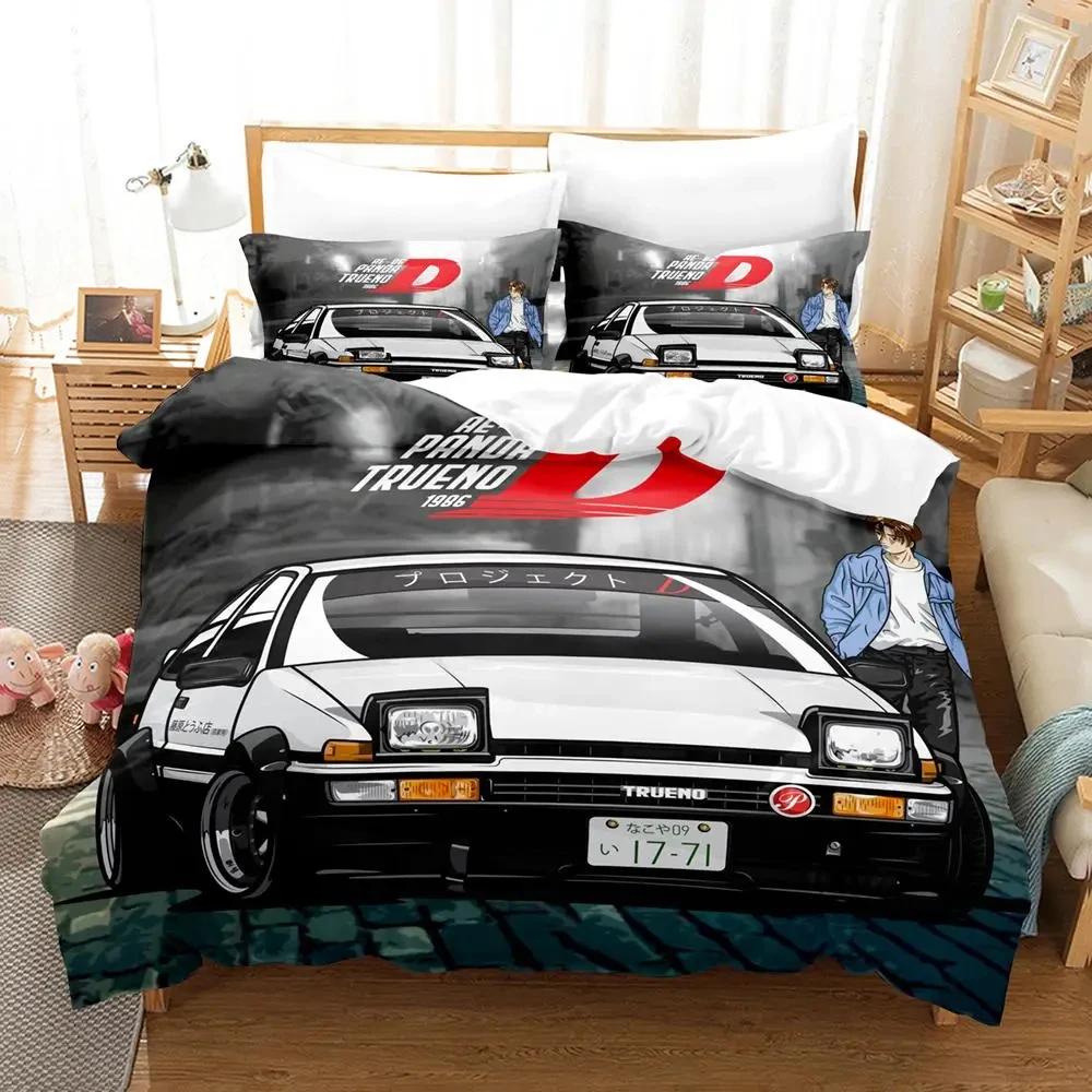 Initial Ae86 Boys Bedroom Bedding Set Single Twin Full Queen King Size Aldult Duvetcover 3D Anime Bed Sheet Set
