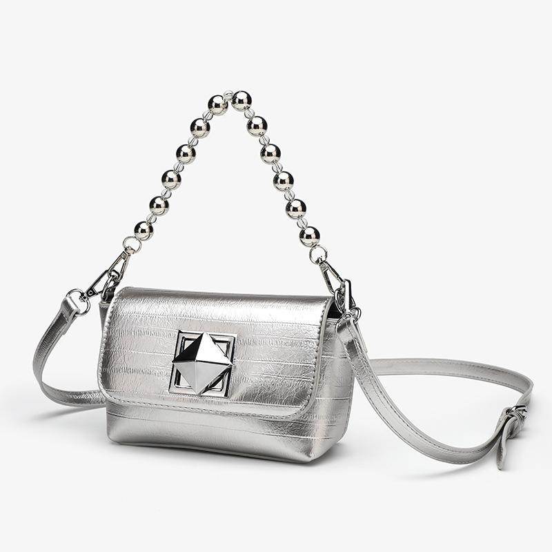 

Fashion Simple Bag for Women New Niche High-end Chain Small Square Bag Trendy Casual Crossbody Bag срібний