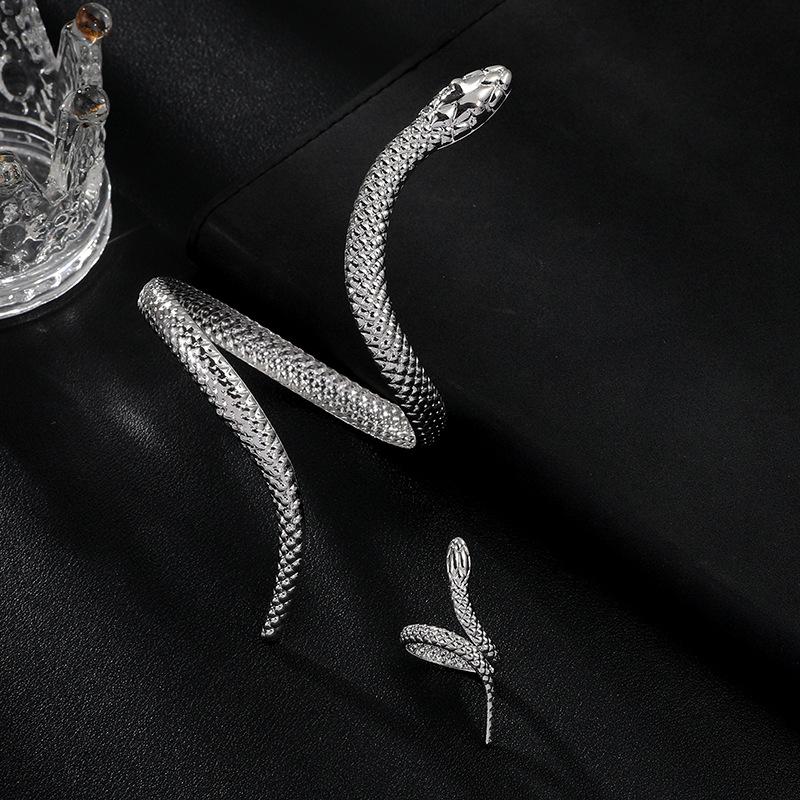 Exaggerated snake design bracelet jewelry snake opening adjustable ring set women