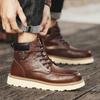 Fashion Outdoor Anti-slip Walking Shoe Travel Lace-Up Boots Comfort High Top Shoes  Ankle Boots Warm Winter Genuine Leather Men Boots