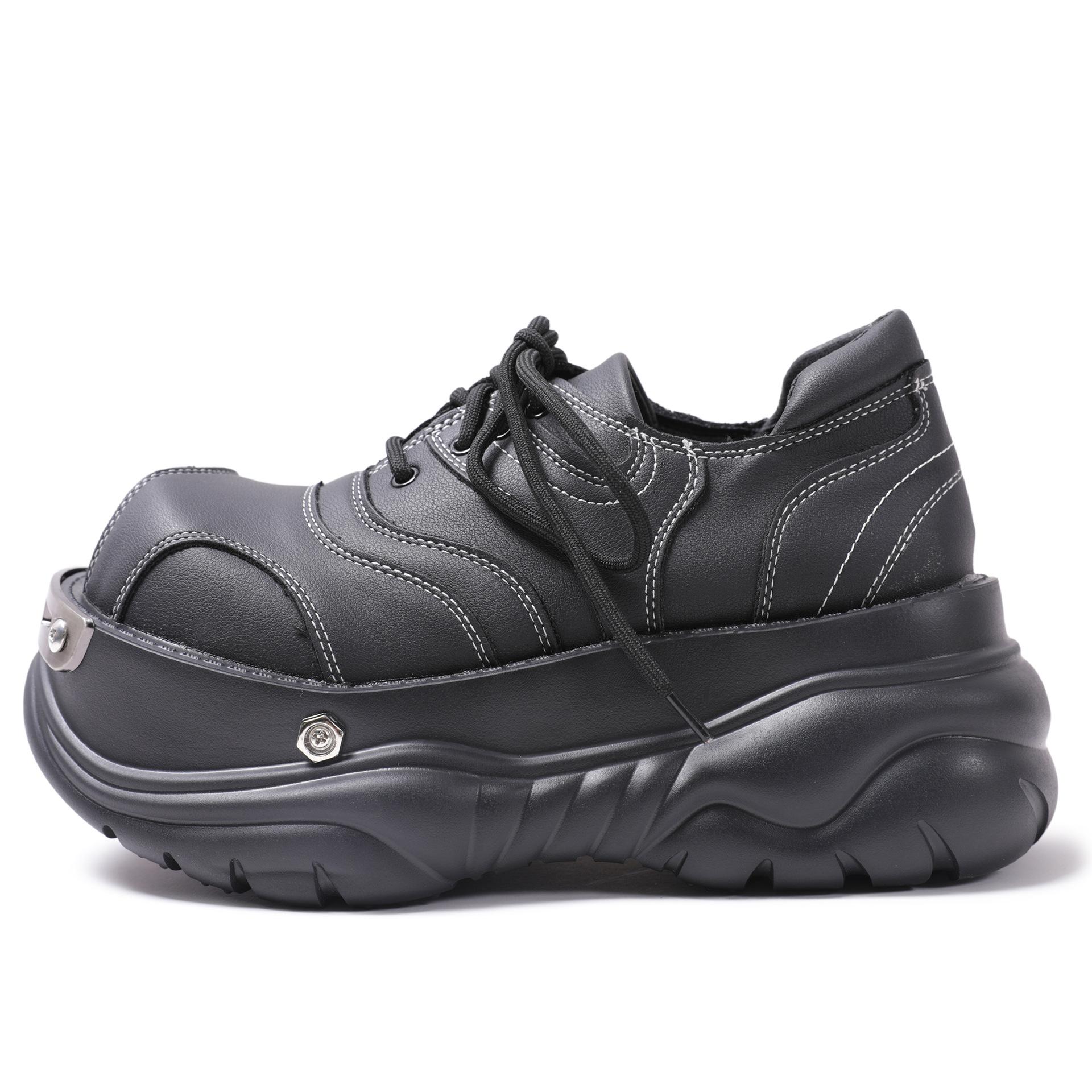 

Женские туфли на платформе из кожи, металлический панк, большая голова, маффин, женская обувь, высокое качество, чувство дизайна, на толстой подошве, одинарные туфли, zapatos 34