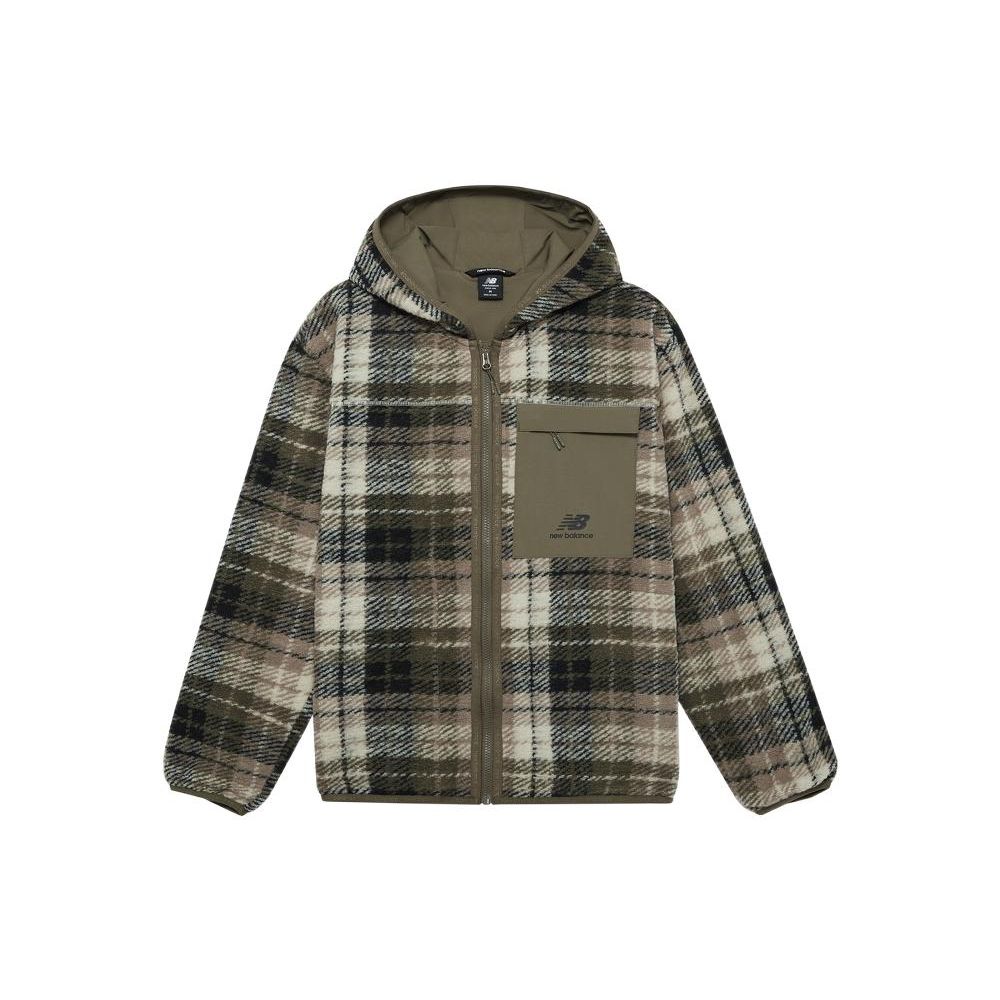 

New Balance Клетчатая куртка на молнии с карманом и капюшоном Мужские куртки Коричневые AMJ23339-MG1