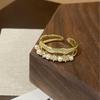 Eleganter Zirkon-Perlen-Offener Ring Damen Nischen-Design: Luxuriöser und vielseitiger Schmuck