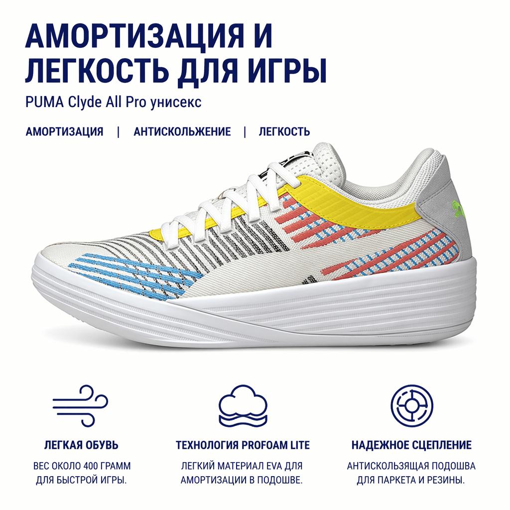 Puma Clyde All-Pro White Multicolor Unisex Sneakers Puma-White Blue-Atoll 194039-01