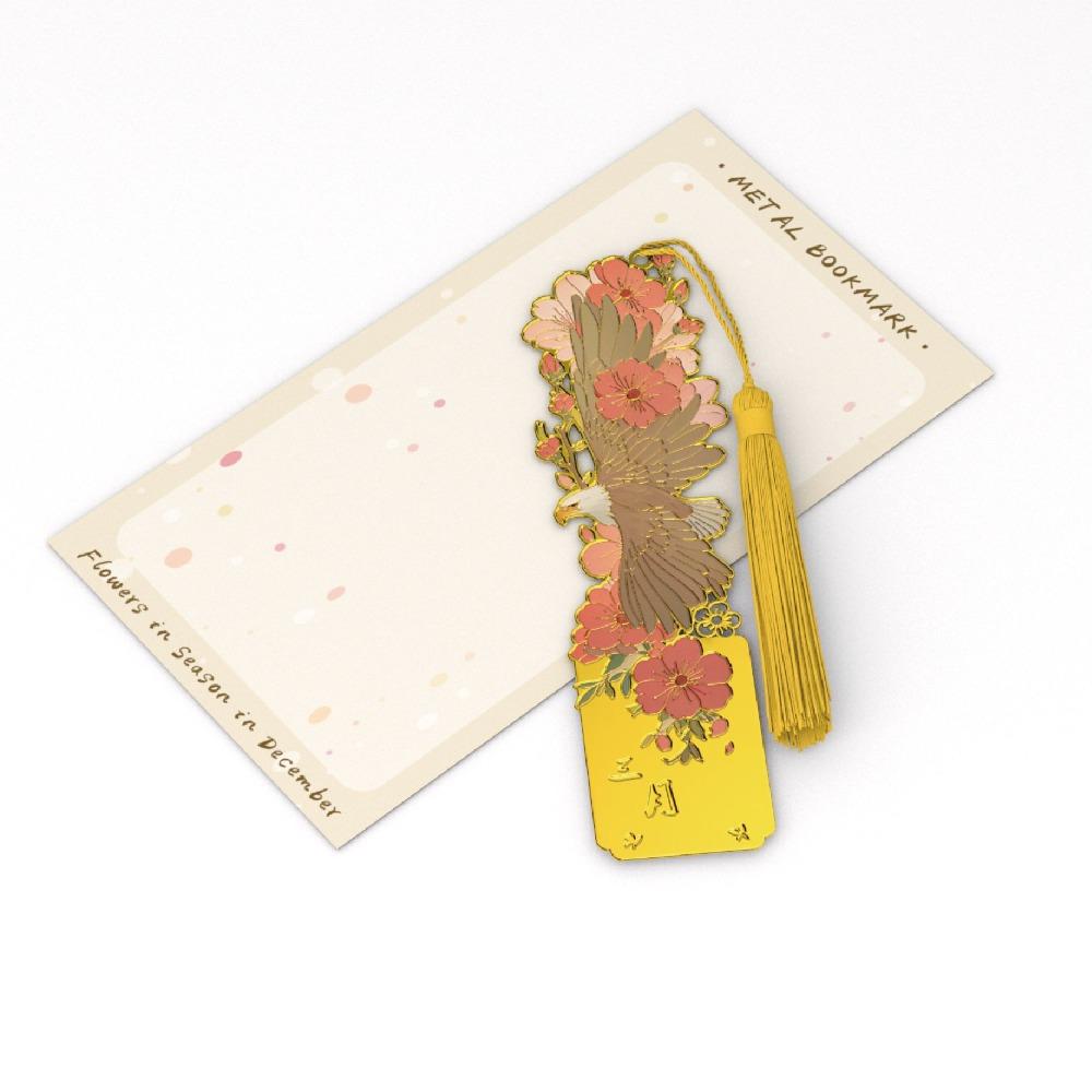 

Metal Flower Metal Bookmark Hollow Literary Flower Stationery Pagination Mark Painting Tassel Pendant Bookmark