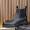 Läder enfärgad herr små svarta skor höst och vinter ny trend höga skor retrostil platå läderstövlar stor storlek