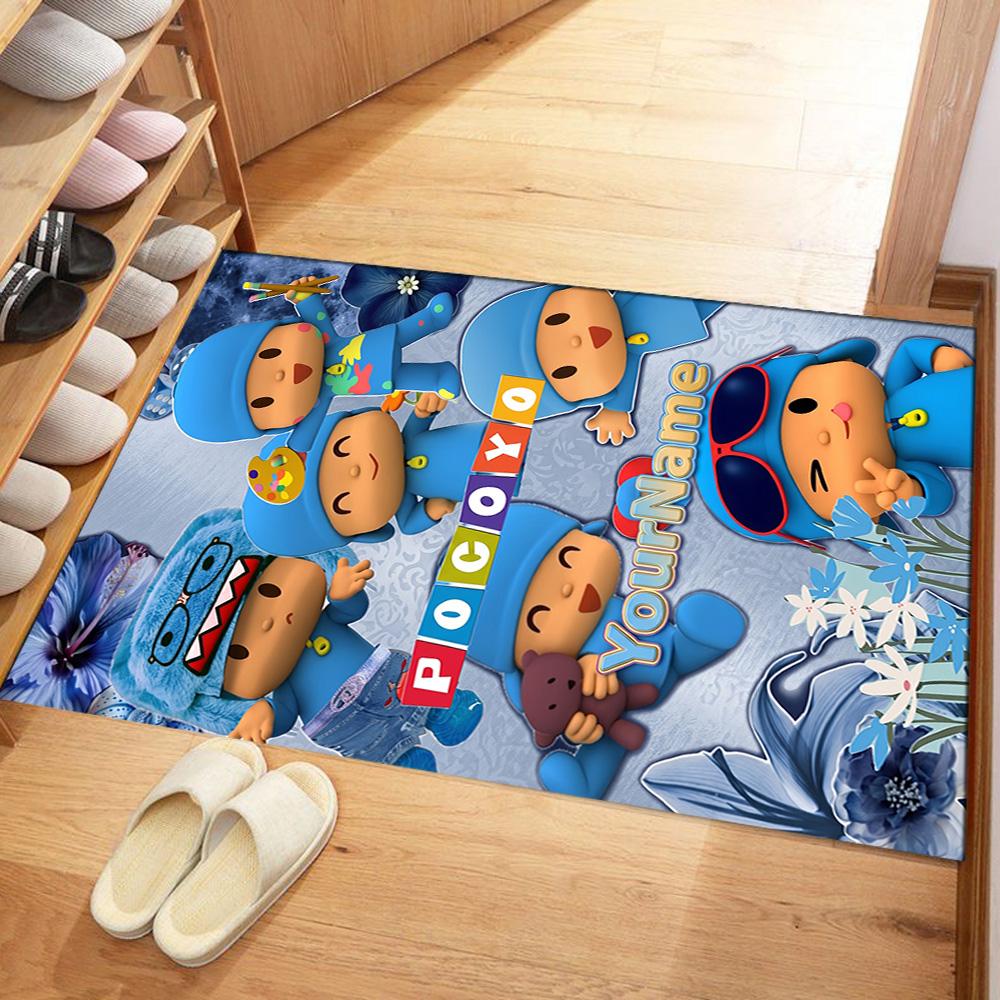 Alfombra de Piso Personalizada con Nombre de Pocoyó Alfombra de Oficina Adecuada para Comedor Salas de Juegos Cocina Entrada Alfombra Antideslizante Decoración de Oficina de Anime