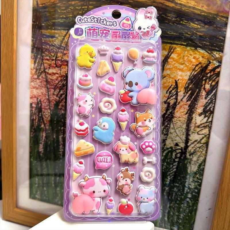 2pcs Sticker Hot Kawaii Pet Butt Soft Pinched Happy Buttocks Decompression Bubble Phone Case Decor Stickers 3d Squeezable Anti Anxiety Fidget