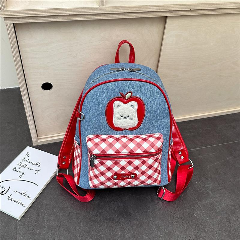 Schoolbag Korean sweet wind backpack women's 1011 new cute bear embroidered versatile schoolbag shopping backpack