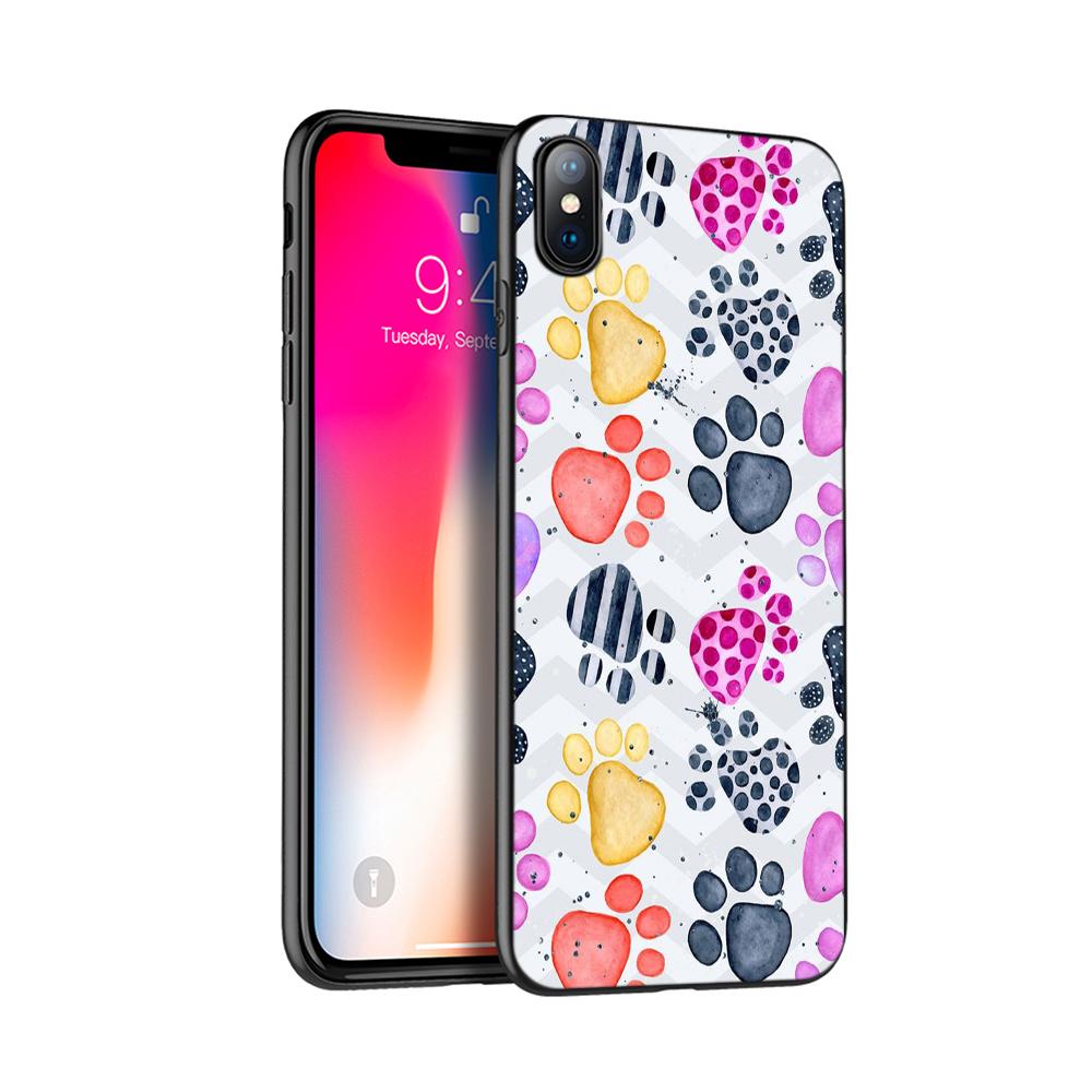 Black tpu case for iphone 5 5s SE 2020 6 6s 7 8 plus x 10 cover for iphone XR XS 11 pro MAX case beautiful flower girl leaves