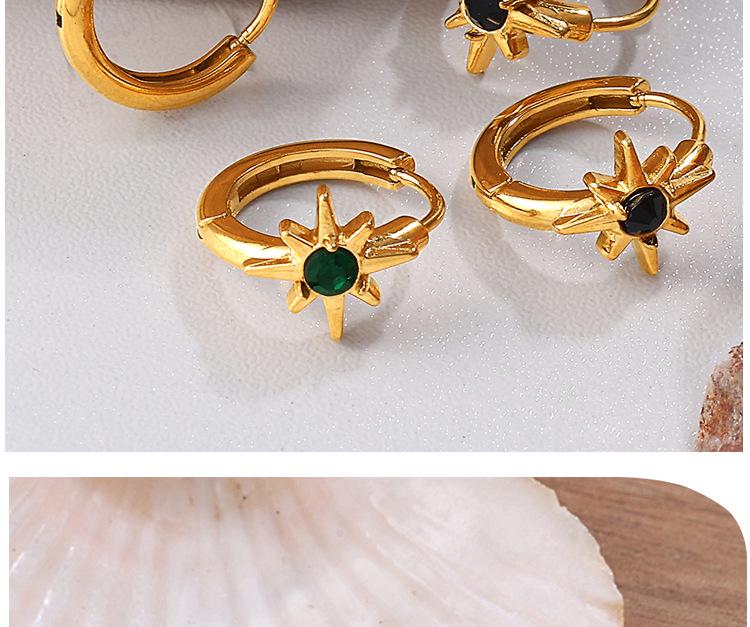 Women's Starburst Diamond-set Titanium Steel Hoop Earrings - Elegant Light Luxury Design