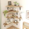 Country-Style Solid Wood Corner Floating Wall Shelf & Organizer