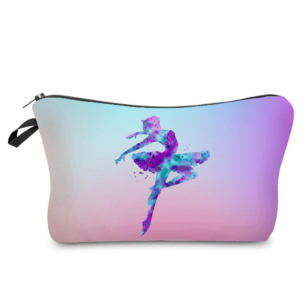 Women Gymnastics Print Cosmetic Bag Toiletries Organize Travel Storage Case KTB