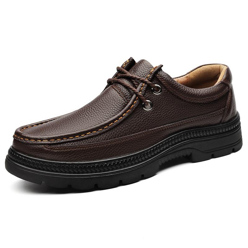 

Fashion Handmade Mens Loafers Genuine Leather Casual Shoes Comfortable Hiking Shoes Outdoor Business Sneakers Non-Slip Man Walking Shoes 38 коричневый