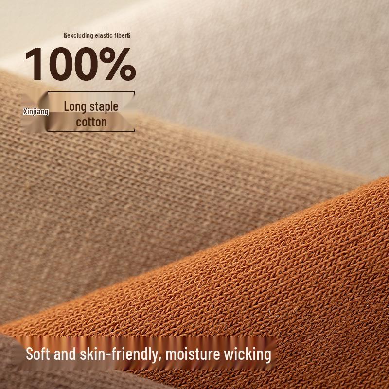Women's Mid-Calf Cotton Socks: Spring/Autumn Style, Solid Color, Rolled Cuff, Loose Fit, Breathable, Sweat-Absorbent.