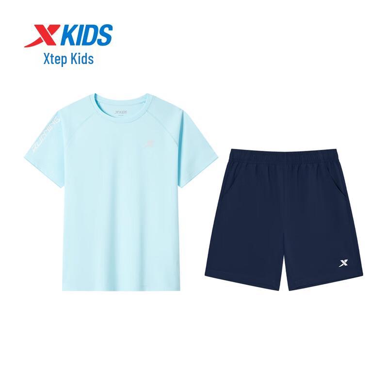 Xtep Kids' Unisex Big Letter Print Short Sleeve Knit Set