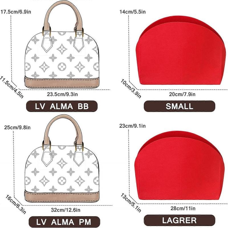 Handbag Organiser for Alma Insert, Felt Bag Organiser Purse Organiser Insert for Alma BB Insert Organiser(BB,Red)