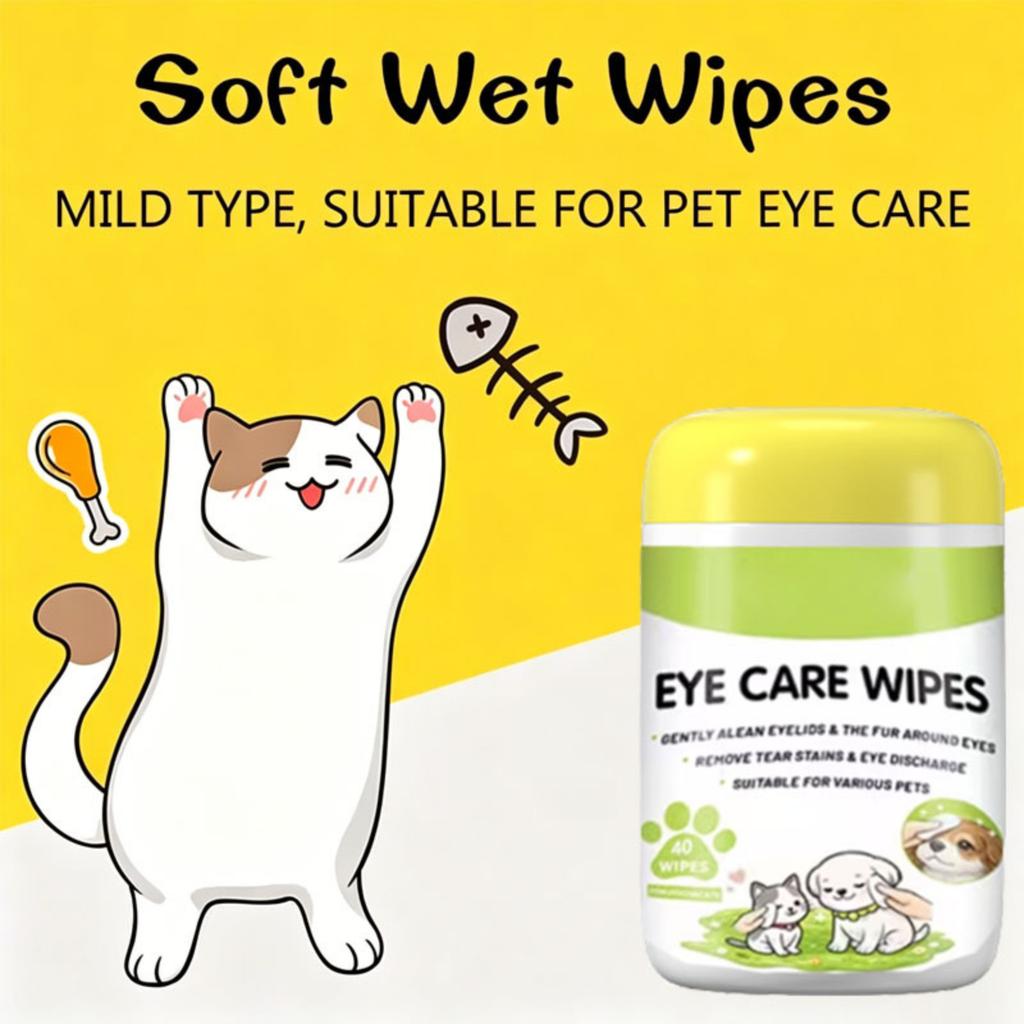 Pet Eye Care Wipes for Dogs Cats Rabbits Hamsters Horses Gentle Cleaning of Eyelids and Fur Around Eyes Removes Tear Stains and Eye Discharge