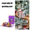 KX4B Fashion Popup Tulips Birthday Cards Handmade Flower Greeting Cards with Envelope for Men and Women Special Day