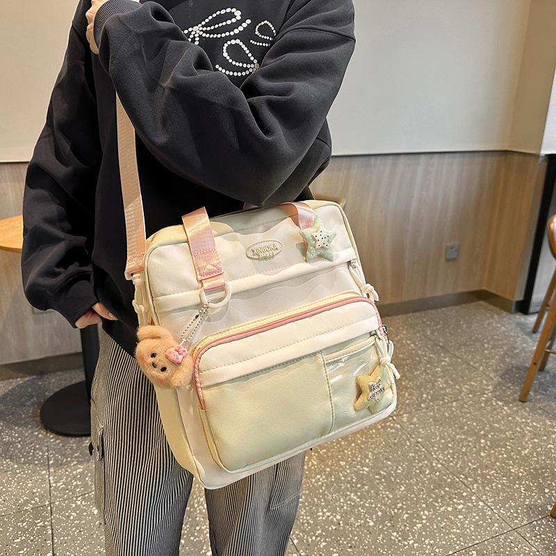 Damska Torba na Ramię Color Block Styl College Studencka Torba Crossbody Torba na Książki do Klasy