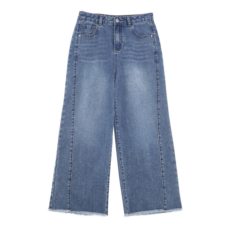 Betu Women s Frayed Wide-Leg Denim Pants L