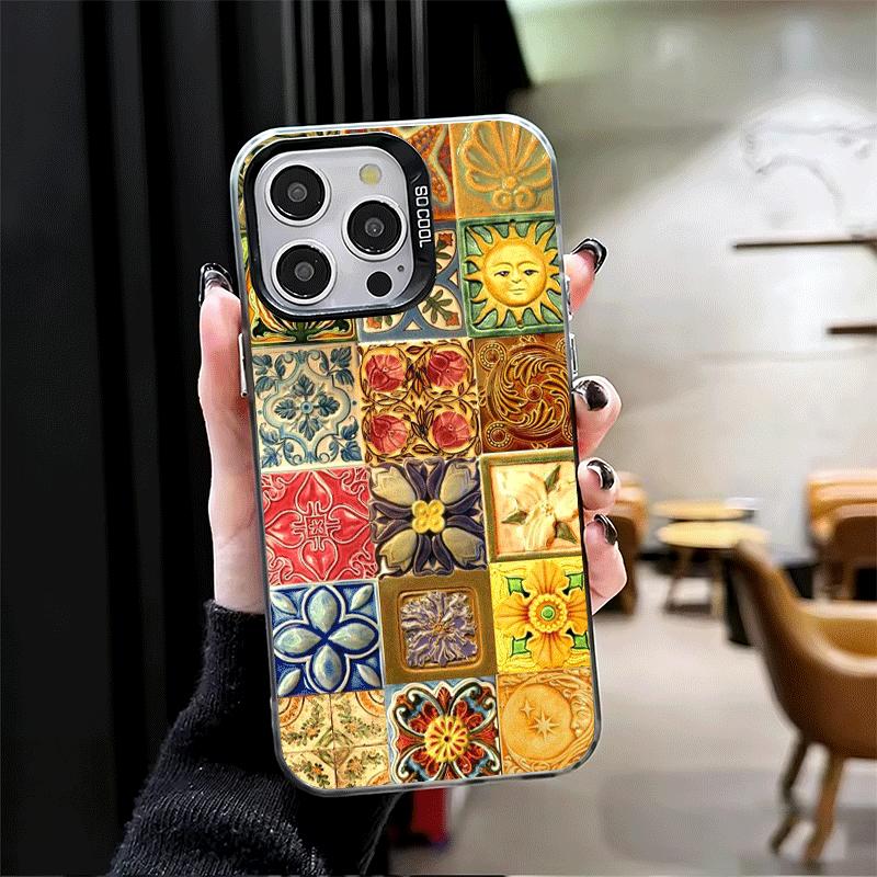Italian Sicilian Style Floral Pattern Shockproof Phone Case for iPhone 17 Air 16 16E 15 Pro Max 14 Plus 13 Mini 12 Back Cover An