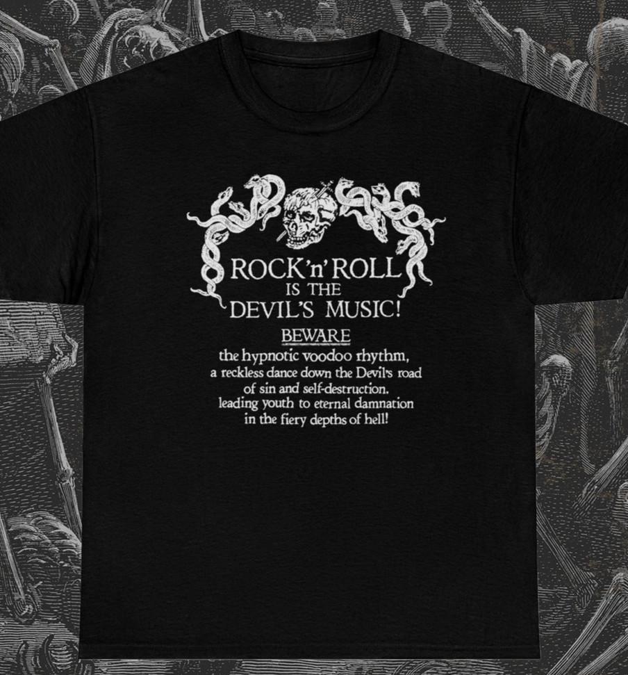 Rock n Roll is the Devil Music Shirt Music Band Rock Punk Metal Unisex tee L