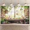 2D Happy Easter Backdrop Cloth 2D Print Floral Garden Bunny Living Room Wall Decor