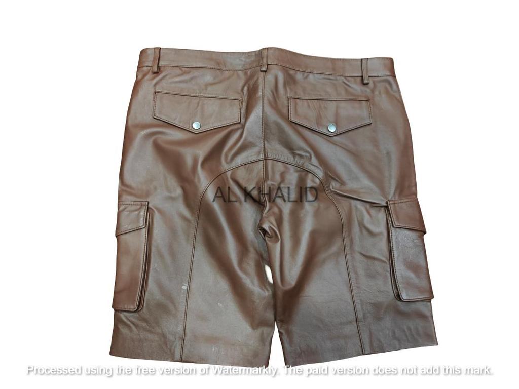 Cargo Stylish Shorts Pant Men's Brown Leather Shorts Handmade Soft Sheepskin