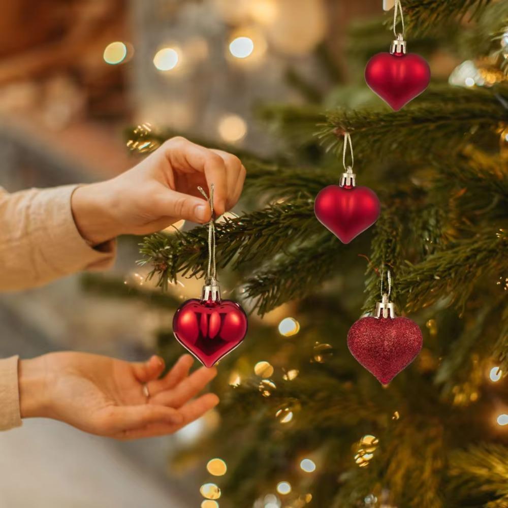 12 STÜCKE 4,5CM Hängender Herzkugel Anhänger Partydeko Kugel Neujahr Valentinstag Dekoration