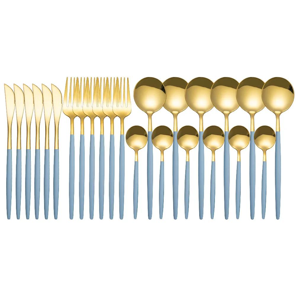 Fabulous 24PCS/SET Tableware Dinnerware Sets Gold Flatware Cutlery Fork Dessert Spoon Coffee Cutlery Dinner Wedding Decoration