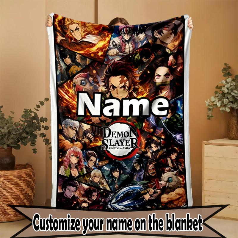 Custom Name Personalized Demon Slayer Print Blanket, Home Decor, Bedroom, Sofa, Camping, Couch, Gifts for Birthday ChristmasEnthusiasts