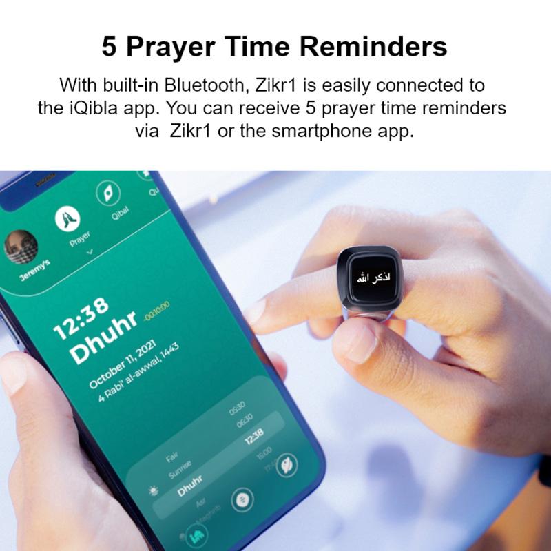 20mm Counter Smart Ring For iQibla Bluetooth Ring 5 Prayer Time Smart Tasbih Tally Counter Zinc Alloy Zikr Ring for Muslims Gift