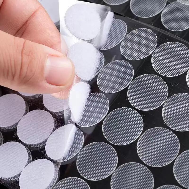 

100Pcs Self Adhesive Double Sided Strong Glue Sticker Fastener Tape Dots Transparent White Round Hook Tape DIY Accessories 10mm 99pair прозрачный