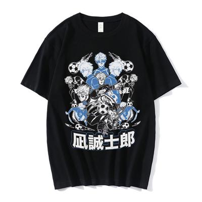Anime Blue Lock Isagi Yoichi T-Shirt Summer Men Women Short Sleeves T Shirts Football Manga Print Tops Streetwear