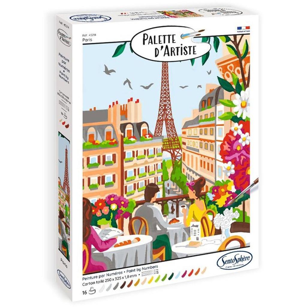 Peinture acrylique - SENTOSPHERE - Palette D'artiste - Paris - Peinture a numéro pour adulte - Tableau en carte toilée