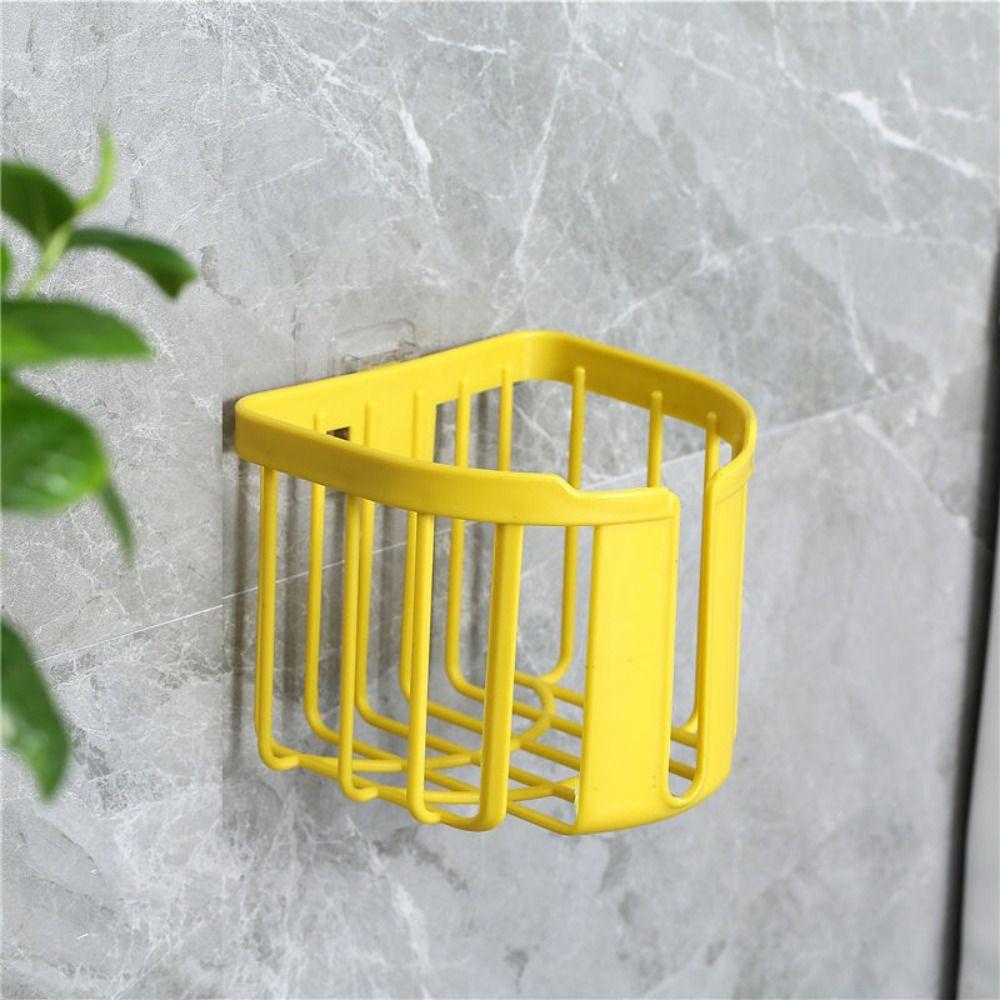 

Настенная полка для хранения вещей в ванной комнате без перфорации, держатель для салфеток, полка для бумаги в рулонах жёлтый