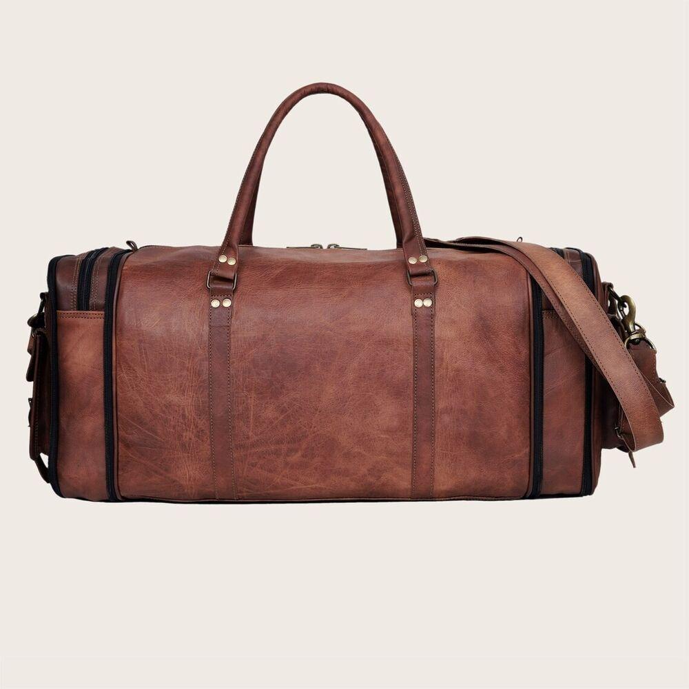 Leather Duffel Bag Leather Overnight Bags, Leather Travel Bags, Leather Travel