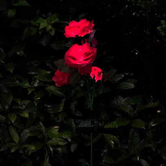 Garden Solar Rose Light Outdoor with Solar Faux Roses Lights Color Changing