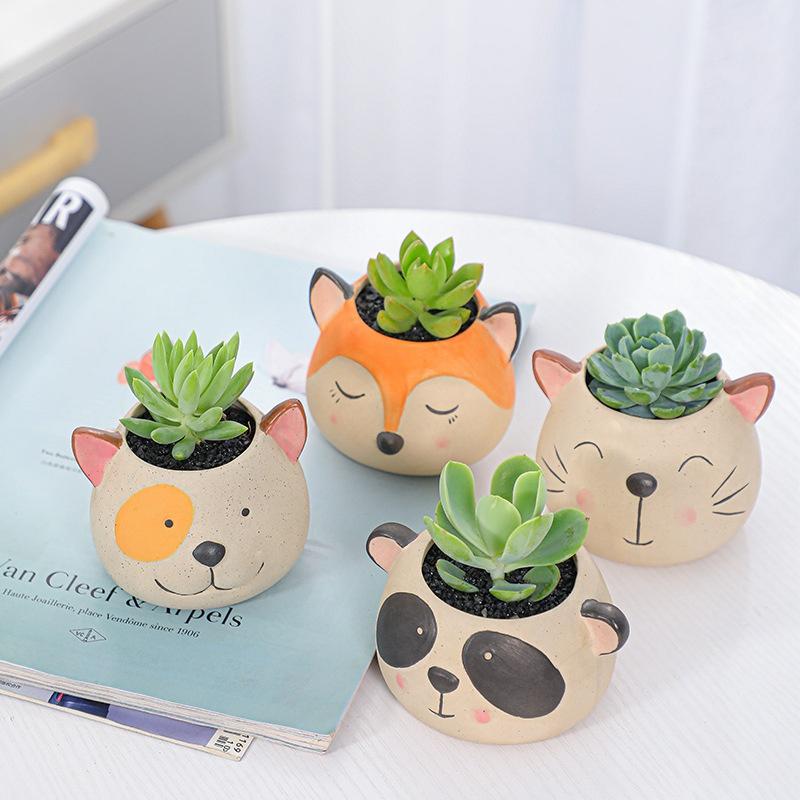 Cartoon Ceramic Flower Pot Planter Desktop Decoration Ornaments Garden Supplies Bonsai Succulent Pot Plant Pot