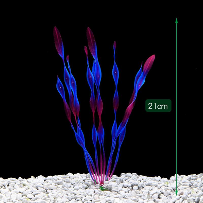 

11.8Inch Artificial Seaweed Water Plants For Aquarium Plastic Fish Tank Plant Water Grass Viewing Decorations Purple Green Color синій