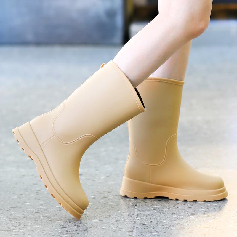 

2024 Women s Waterproof Mid-Calf Rain Boots - Non-Slip, Fleece-Lined, All-Season Protection Size 39