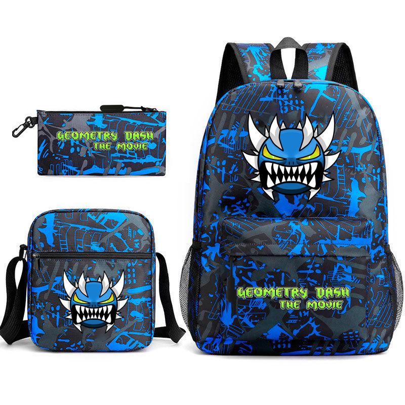 Geometry sprint game backpack geometry dash heat transfer backpack elementary school bag leisure bag