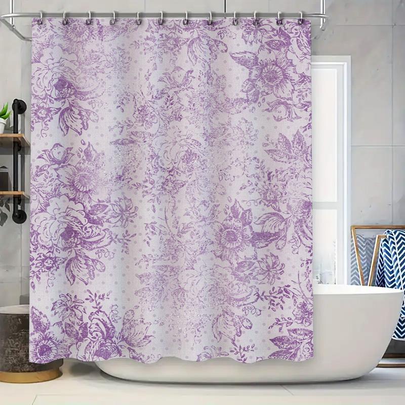 

Vintage Floral Shower Curtain Purple White Damask Bathroom Decor Fabric Printed Waterproof Home Textiles for Bathtub Wall Hangin 90x180cm