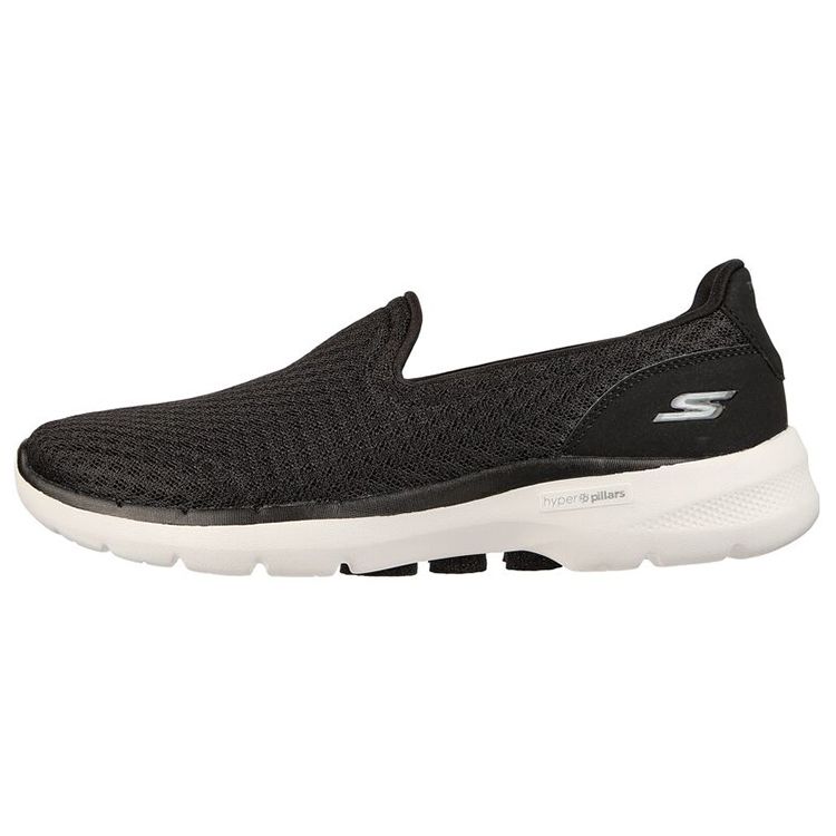 Skechers Women's Black/White Go Walk 6 Mesh Simple Sports Breathable Rebound Shock Absorption Lightweight Low-Top Casual Shoes Sneakers 124508-Bkw Cm