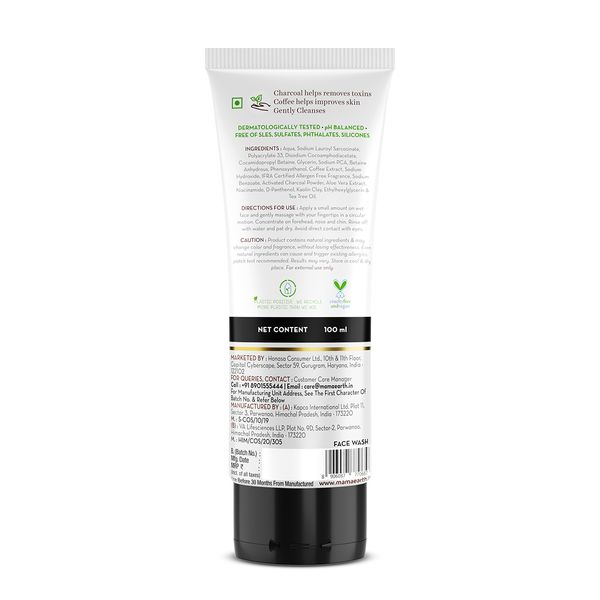 Mamaearth Charcoal Face Wash For Oily Skin With Activated Charcoal Clay & Coffee 100ml Deep Cleanser For Pores & Oil Control