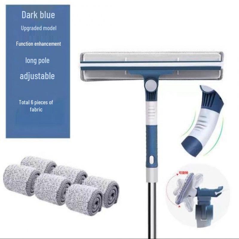 Telescopic Rotating Glass Cleaner – Double-Sided High-Rise Window Squeegee for Households.
